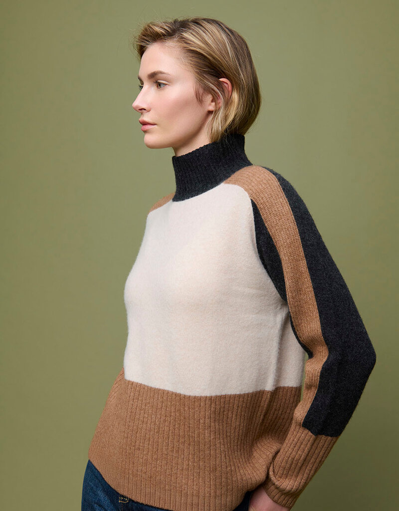 Aldo Martins Fine Merino Tri Tone Turtle Neck Sweater
