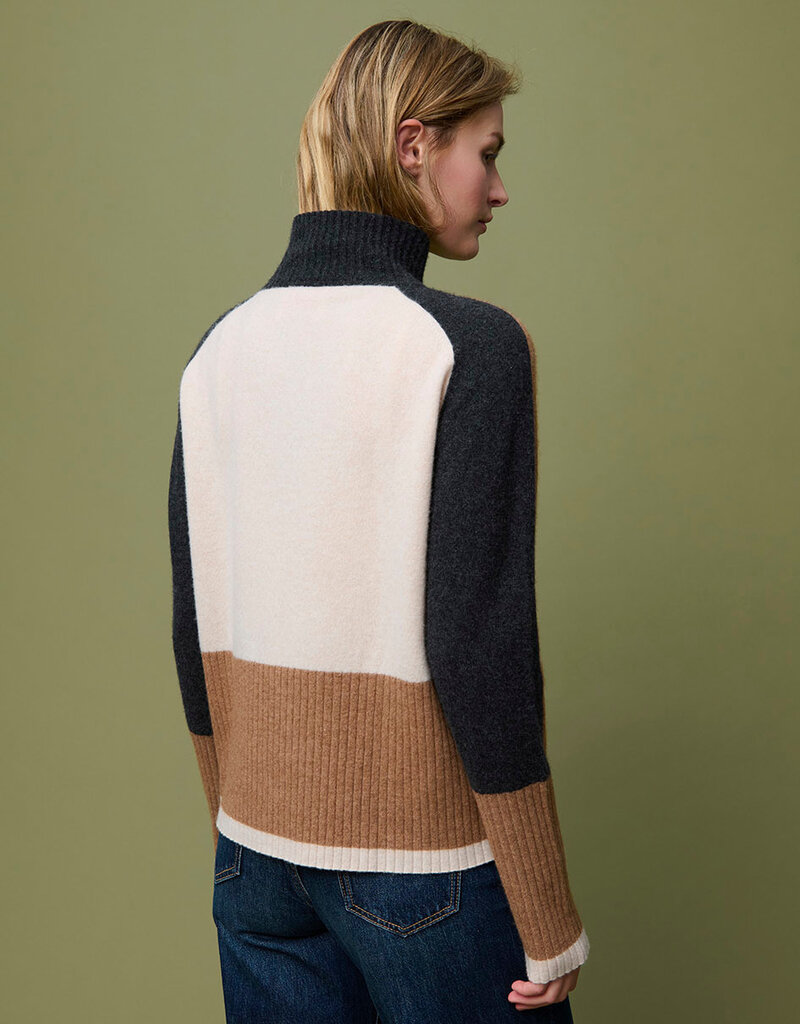 Aldo Martins Fine Merino Tri Tone Turtle Neck Sweater