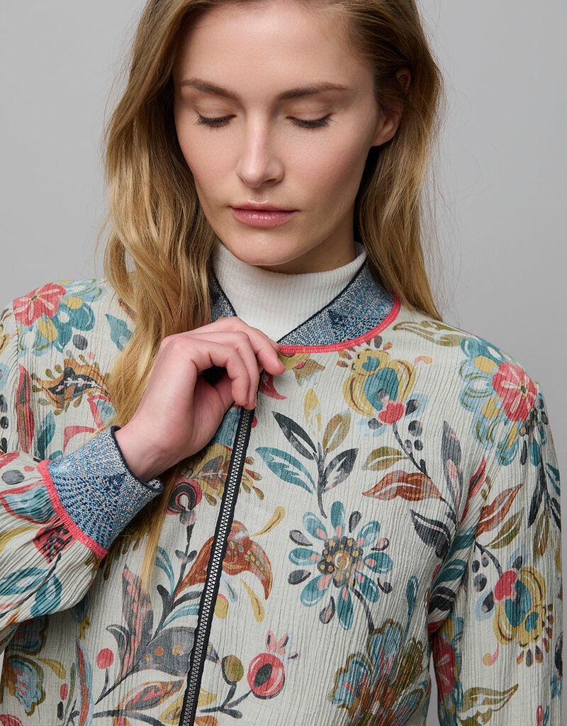 Aldo Martins Zip Up Viscose/Crepe Floral Bomber