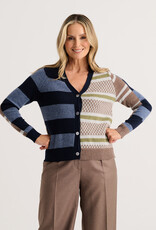 Zaket and Plover ZP Stripe Meets Check Cardigan