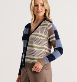 Zaket and Plover ZP Stripe Meets Check Cardigan