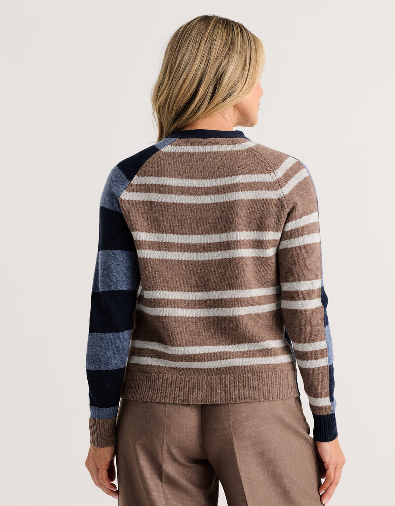 Zaket and Plover ZP Stripe Meets Check Cardigan