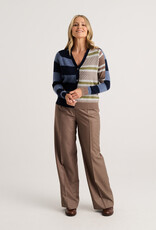 Zaket and Plover ZP Stripe Meets Check Cardigan