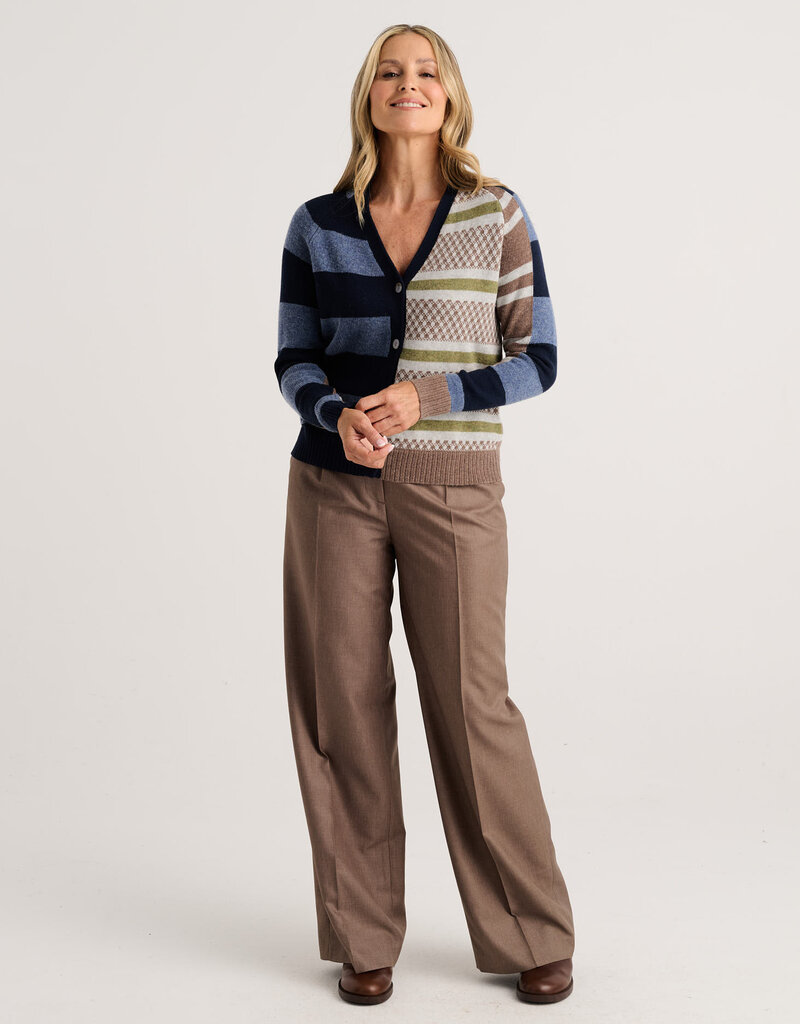 Zaket and Plover ZP Stripe Meets Check Cardigan
