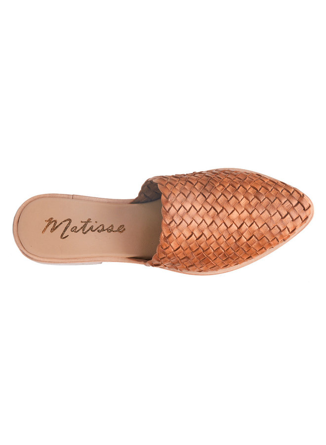 Brown Woven Slide Mules