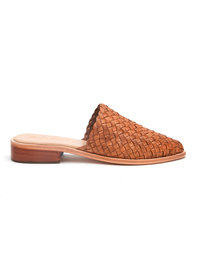 Brown Woven Slide Mules