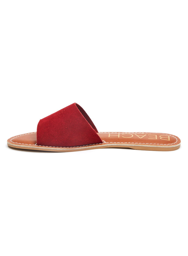 Red Suede Slide Sandals