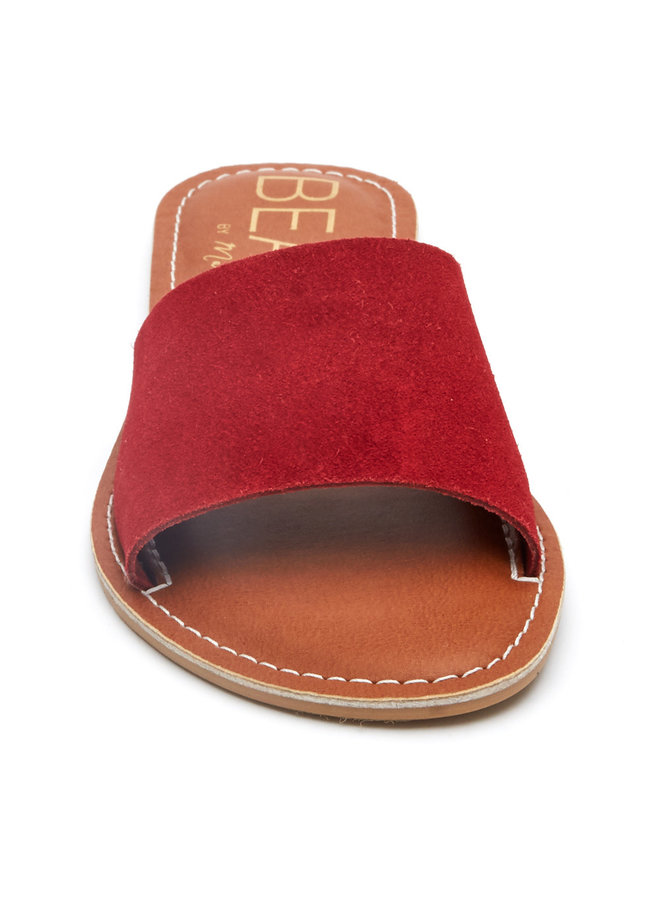 Red Suede Slide Sandals