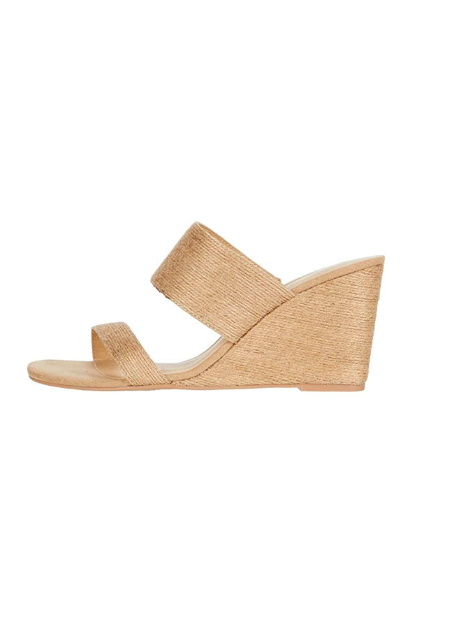 Natural Straw Two Strap Wedge - 5 Star