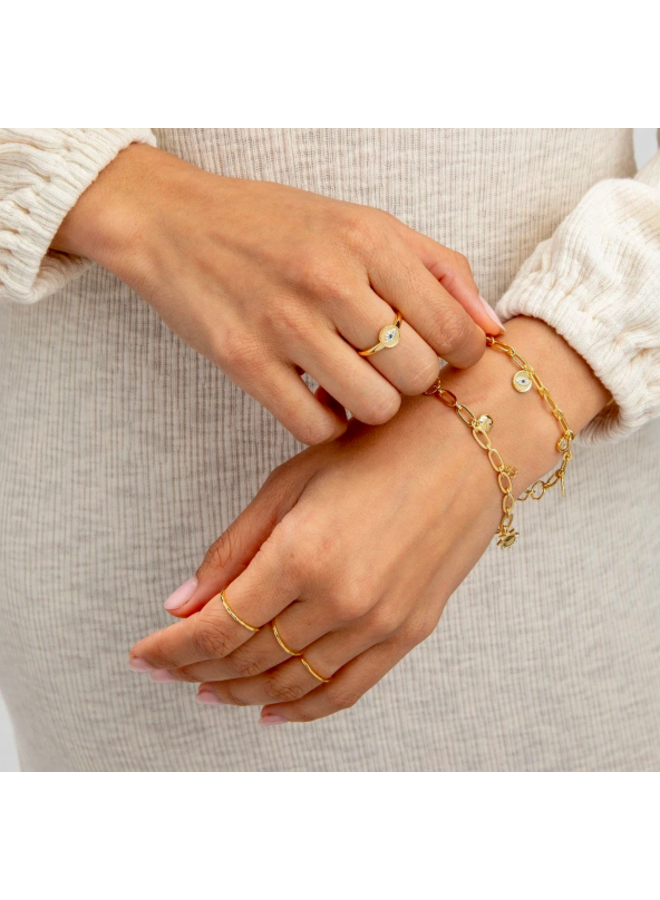 Set of 3 Gold Hammered Stacking G Rings