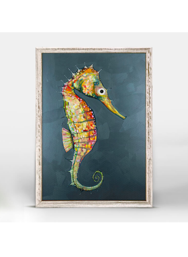 Floating Seahorse on Blue or Silver 5x7 Canvas Wall Art
