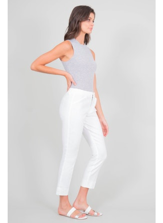 Slim Linen Blend White Trouser by Level 99