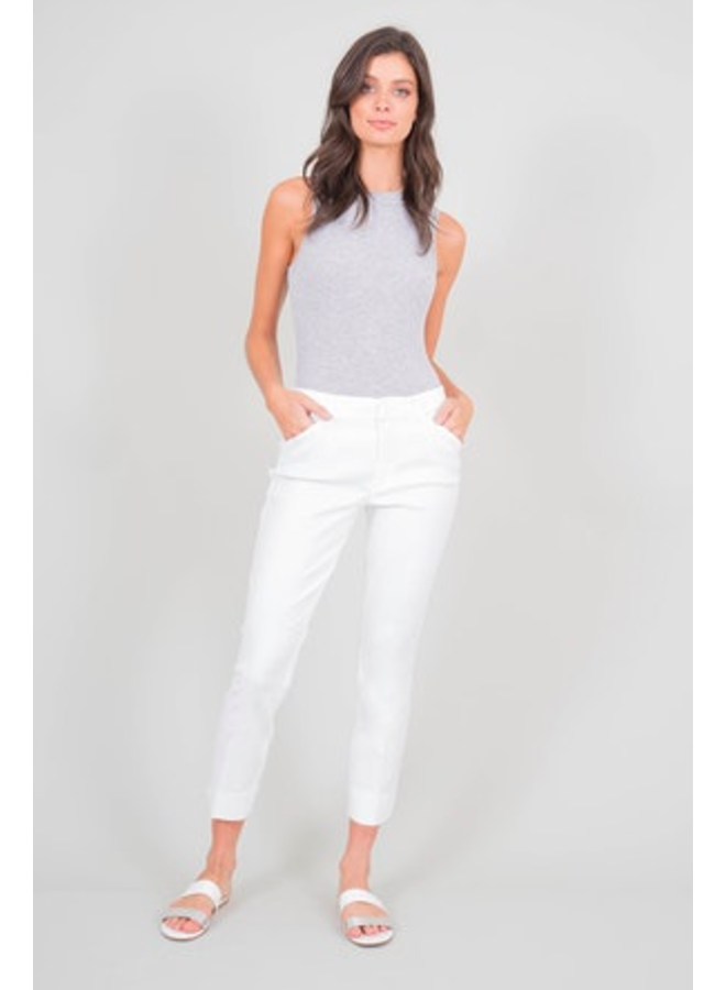 Slim Linen Blend White Trouser by Level 99