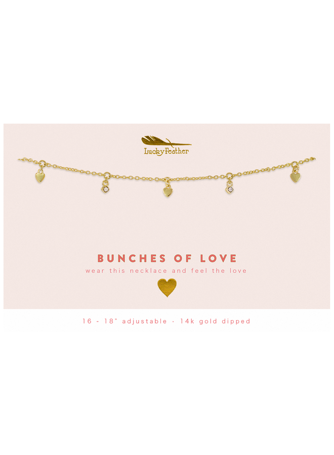Gold Dangle Hearts Necklace - Bunches Of Love