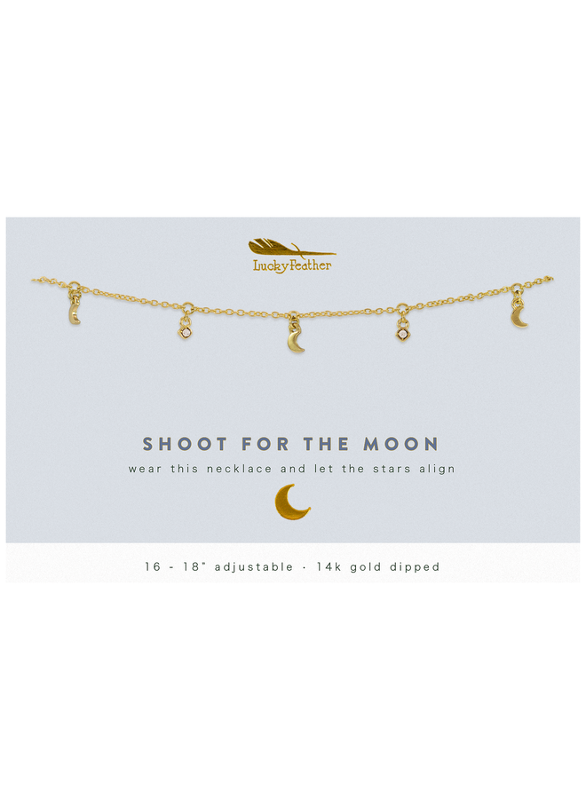 Gold Dangle Moon Necklace - Shoot For The Moon