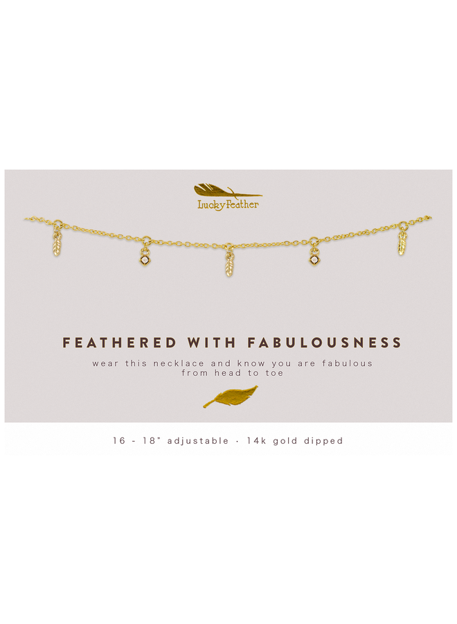 Gold Dangle Feather Necklace - Feathered With Fabulousness