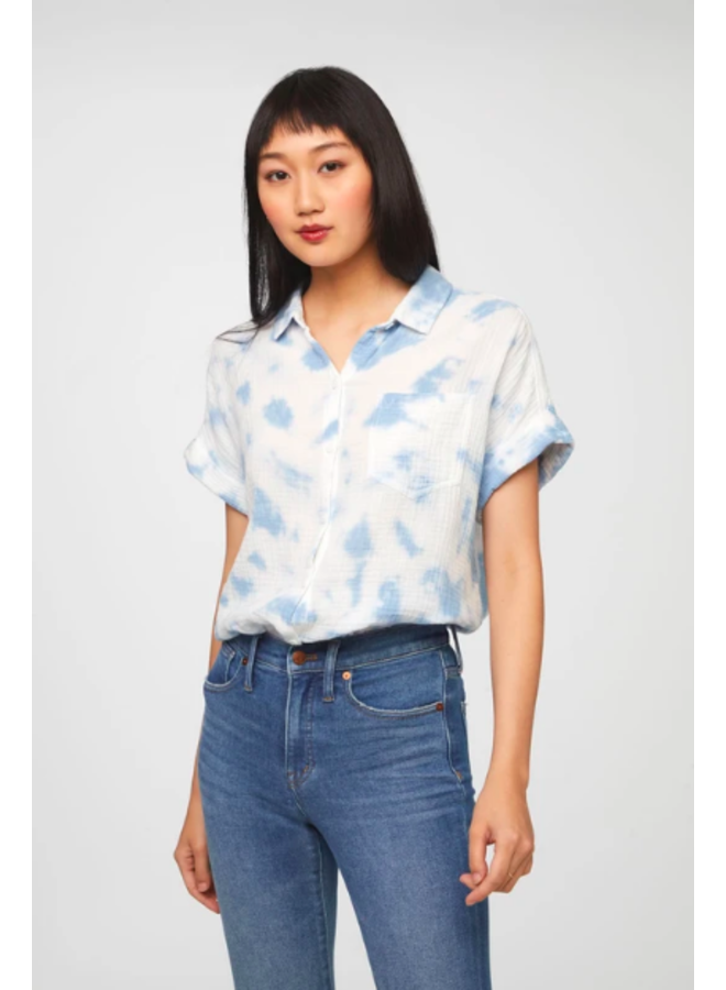 Blue & White Tie Dye Alia Soft Shirt by BeachLunchLounge - Miss Monroe  Boutique
