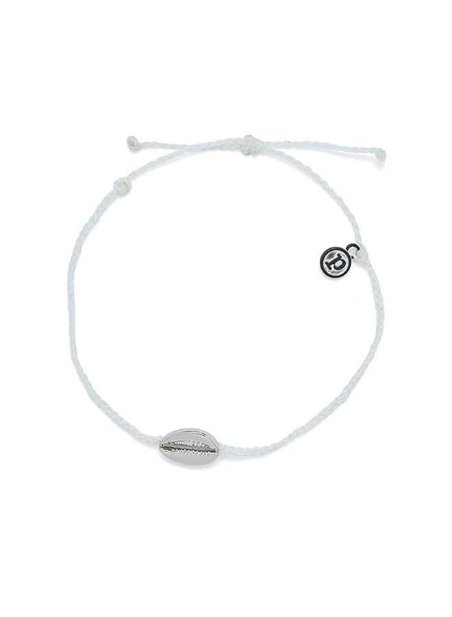 Pura Vida - Silver Cowrie Shell Cord Anklet