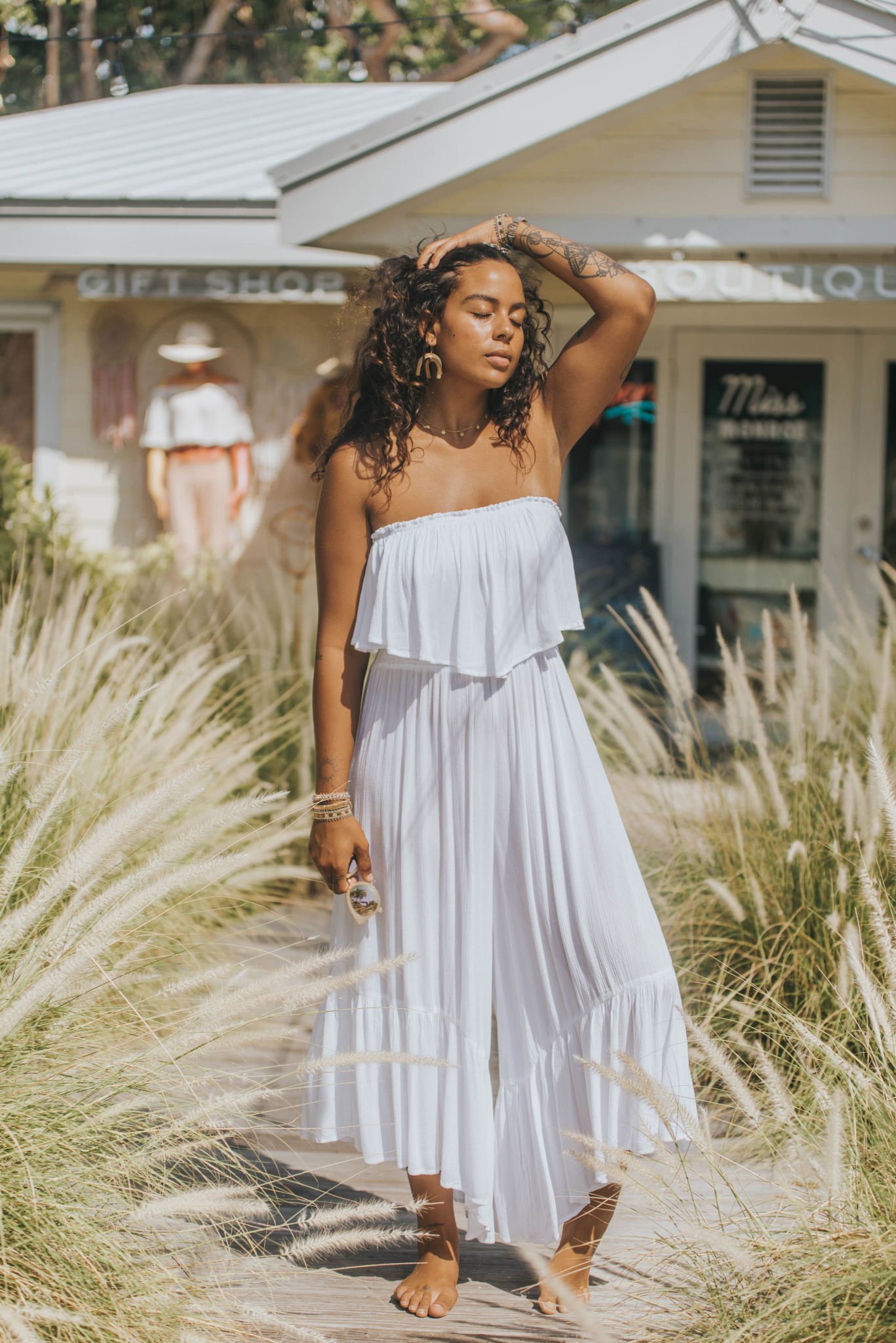 Elan Strapless Jumpsuit In White