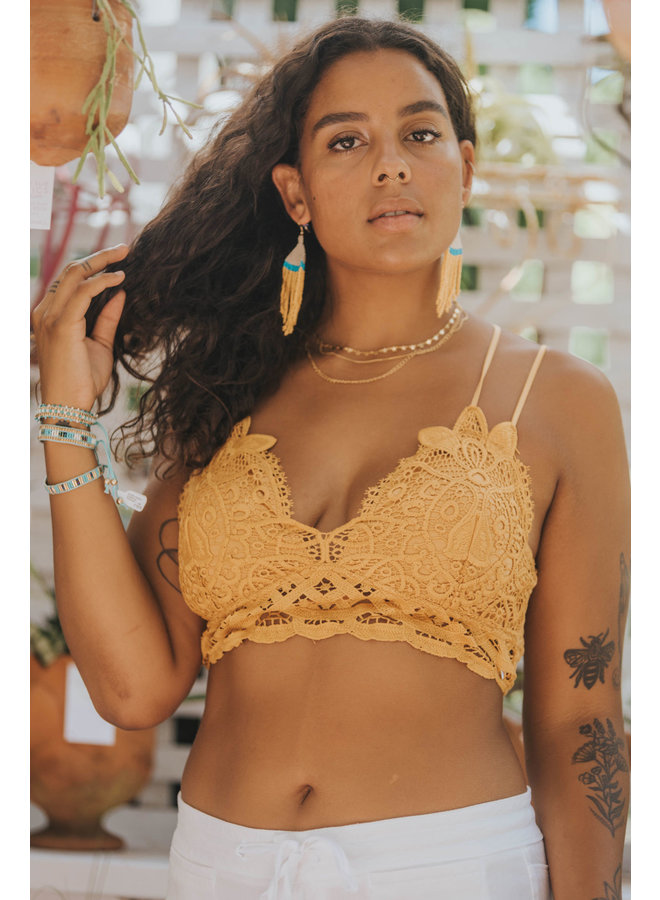 Strappy Lace Padded Bralette / Crop Top by Wishlist- Golden
