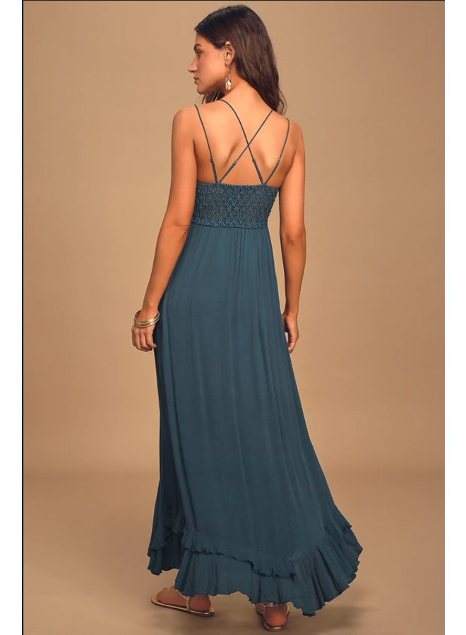 Adella Maxi Slip Dress by Free People - Turquoise - Miss Monroe Boutique