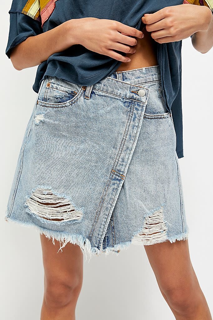 Parker Wrap Denim Skirt by Free People - Boho Chic Skit - Miss Monroe  Boutique