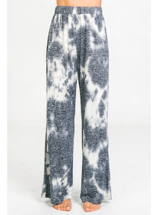 Tie Dye Flowy Lounge Pants by Flying Tomato - Navy & White