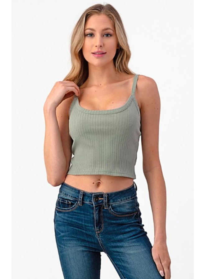 Ribbed Cami Crop Top by Heart & Hips - Fade Sage - Miss Monroe