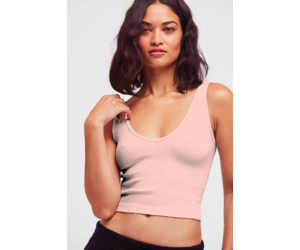 Free People Solid Rib White Cropped Tank Top 2
