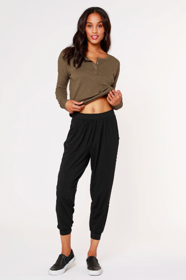 Jersey Crop Pants - Black - Ladies