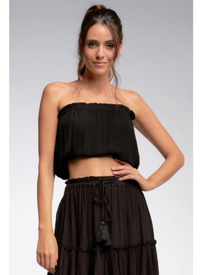 Gauze Tube Top by Elan - Black