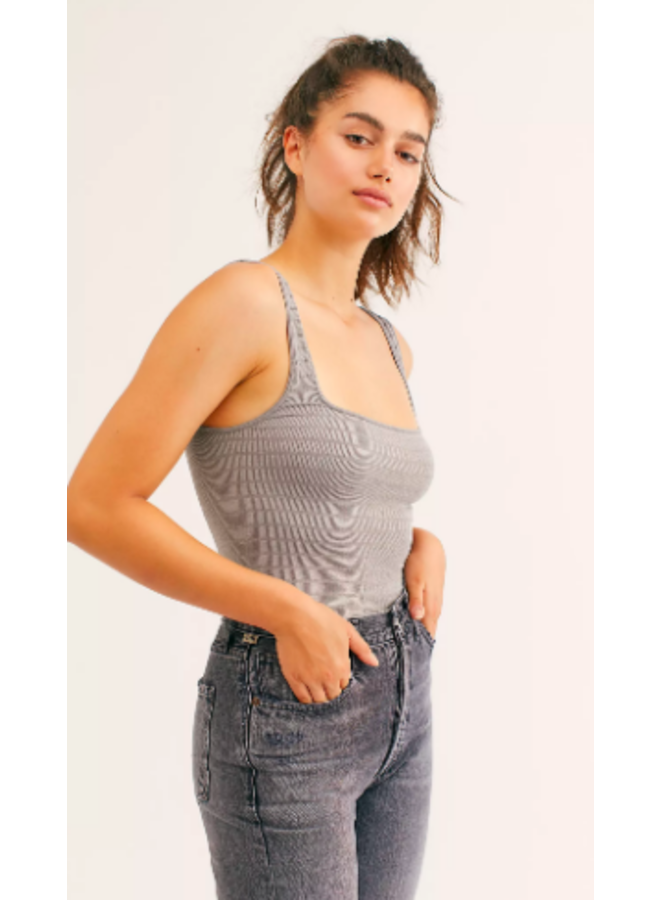Free People - Square Neck Seamless Cami Crop Top - Heather Grey - Miss  Monroe Boutique