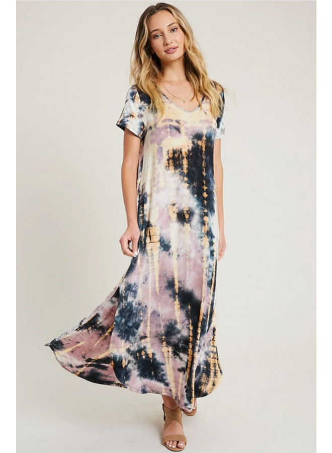 Tie Dye Maxi T Shirt Dress by Eesome - Pink