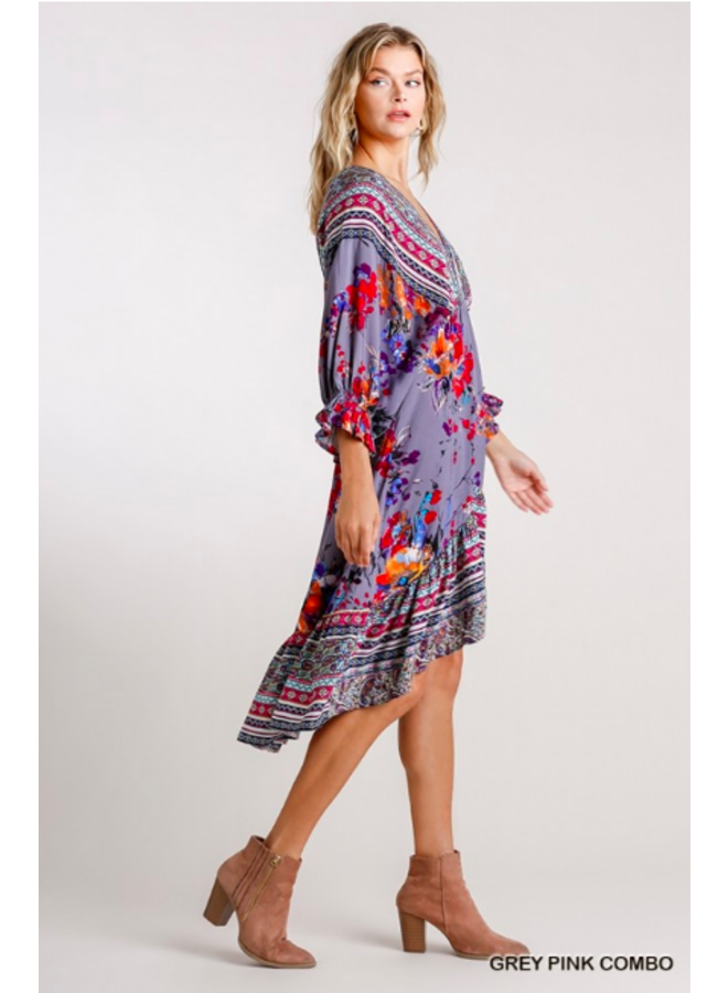 Purple Floral Paisley Boho Dress Miss Monroe Boutique