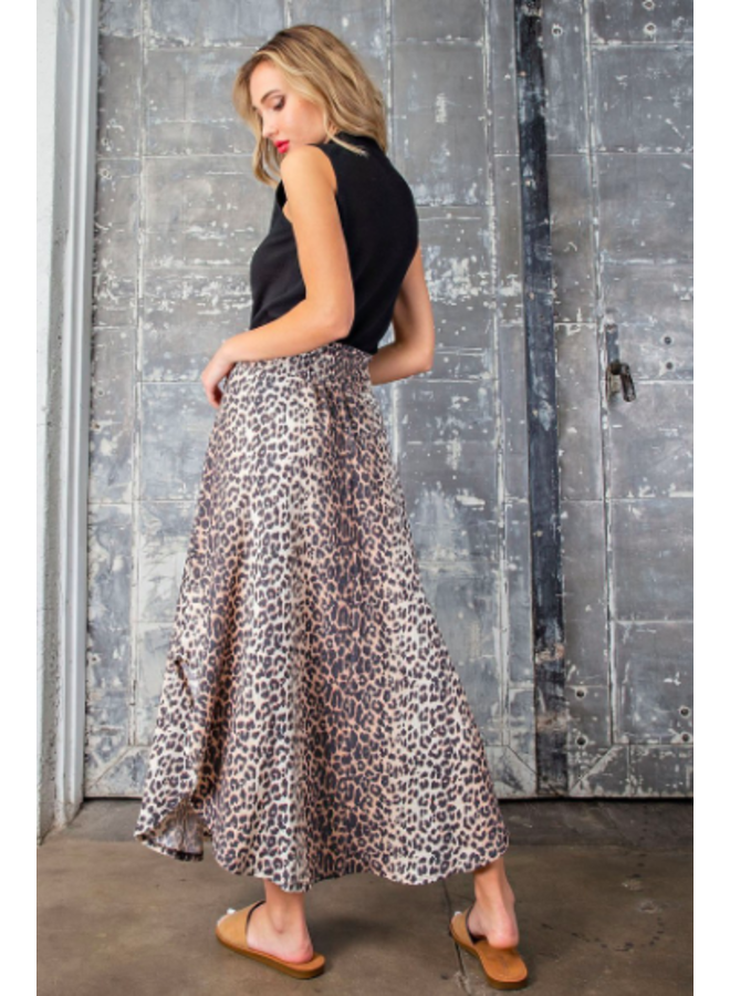 Leopard Smocked Waist Maxi Skirt by Eesome