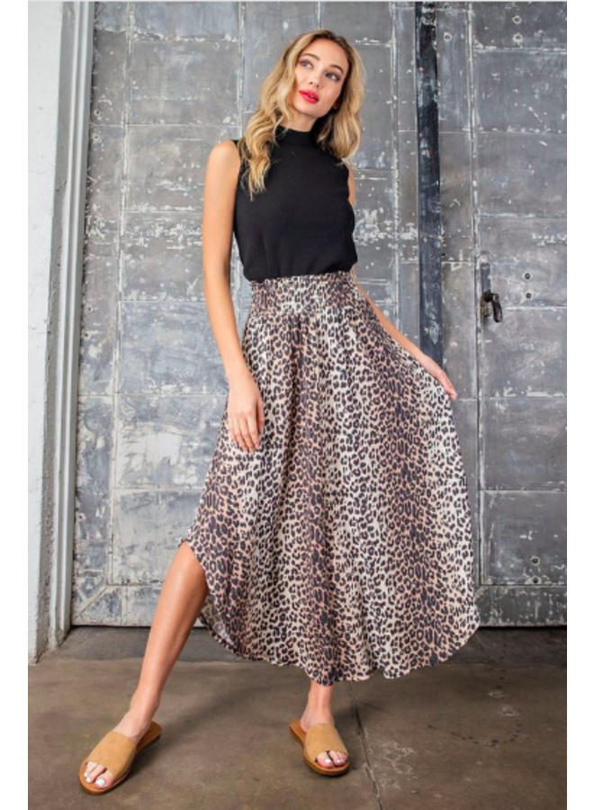 Leopard Smocked Waist Maxi Skirt by Eesome