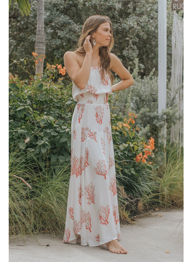 Strapless Maxi Dress by Skemo - Coral Reef Red