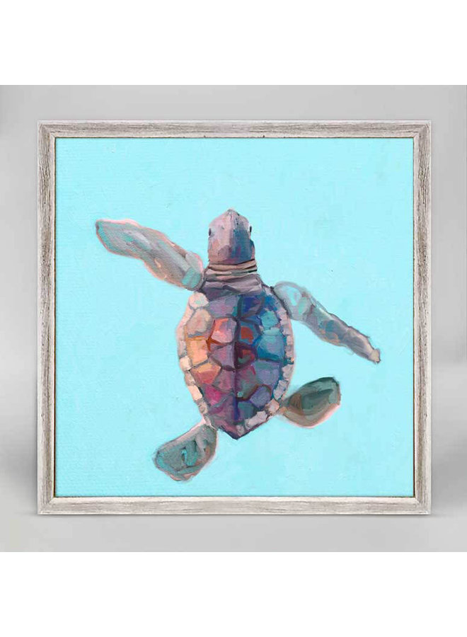 Swimming Baby Turtle 3 6x6 Canvas Wall Art