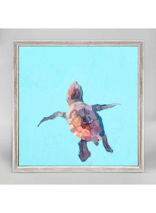 Swimming Baby Turtle 1- 6x6 Canvas Wall Art