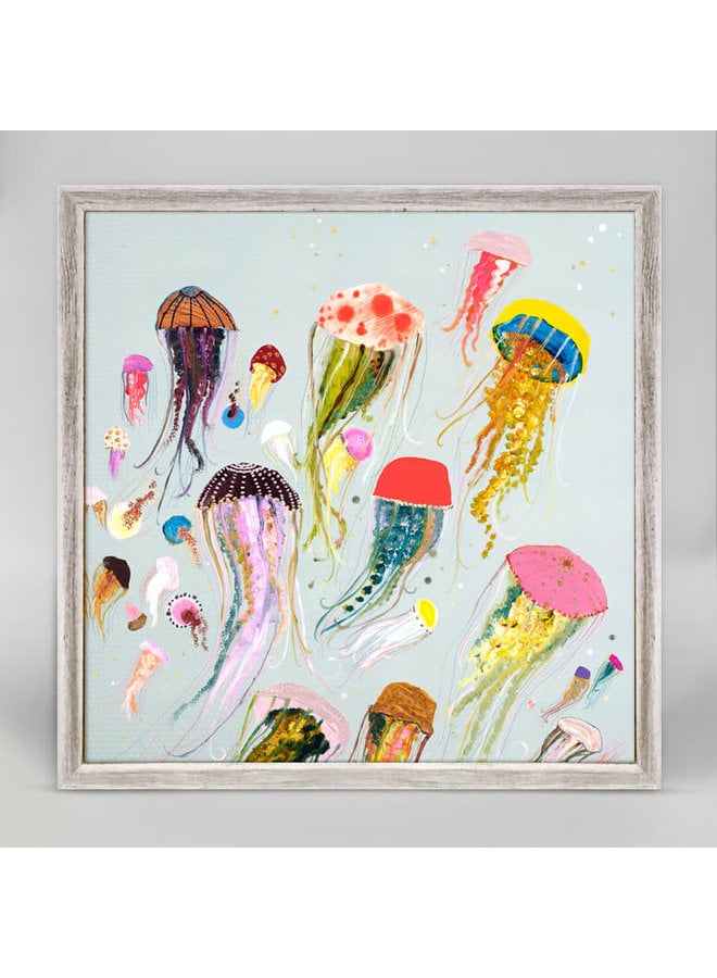 White Floating Jellyfish 6x6 Canvas Wall Art