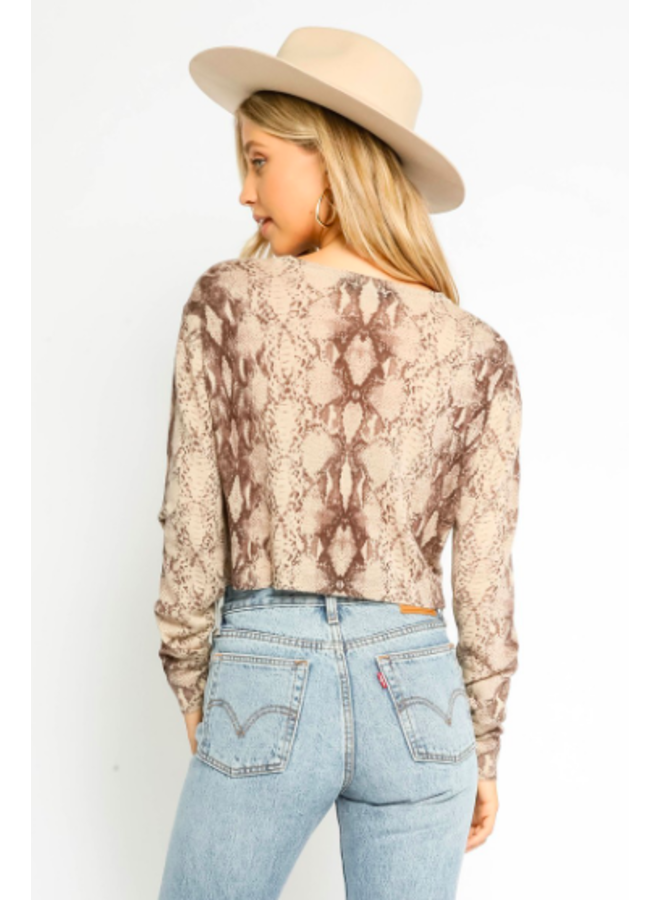 Cropped Snakeskin Sweater by Olivaceous - Grey Snake