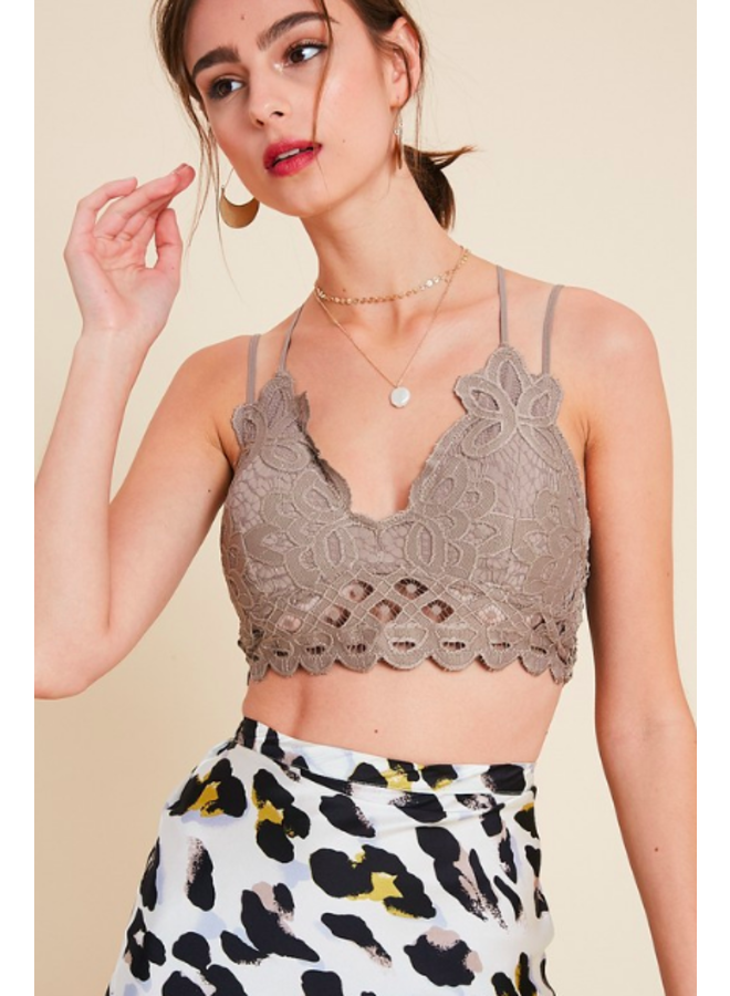 Crochet Lace Crop Top Bralette - Dusty Blue - Miss Monroe Boutique