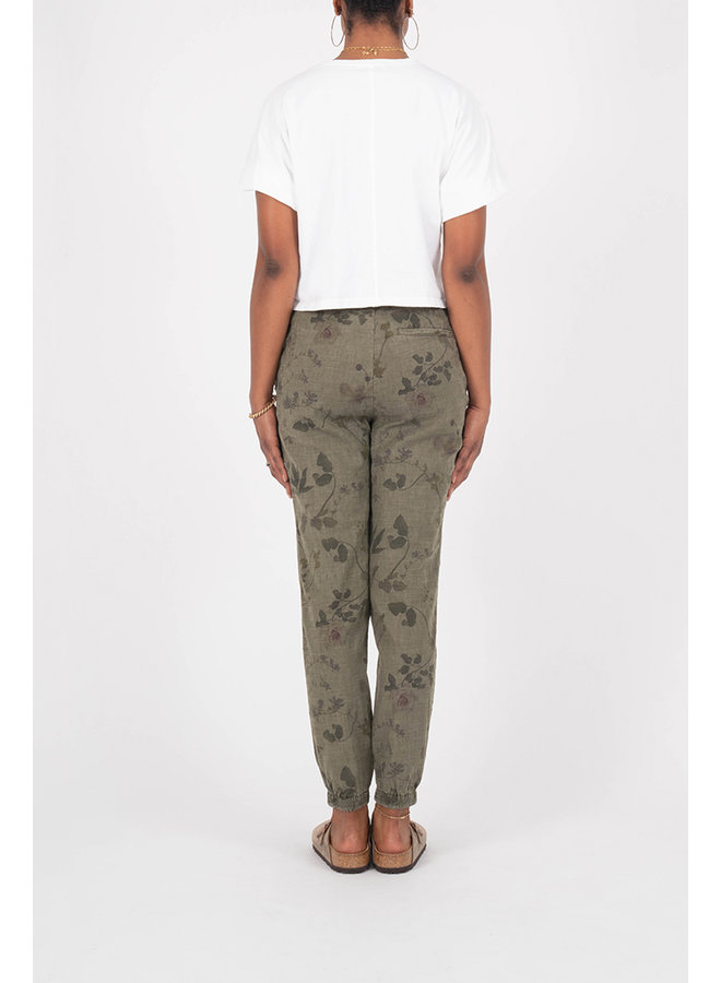 Everyday Drawstring Jogger - Olive Green Floral - by Level 99