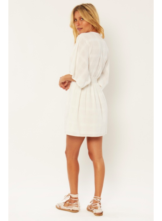 Sandalwood Woven Mini Dress - White