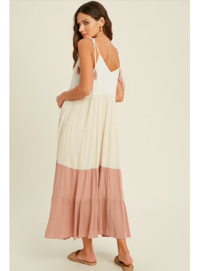 Tiered Colorblock Maxi Dress by Wishlist - Brick Orange Combo - Miss Monroe  Boutique