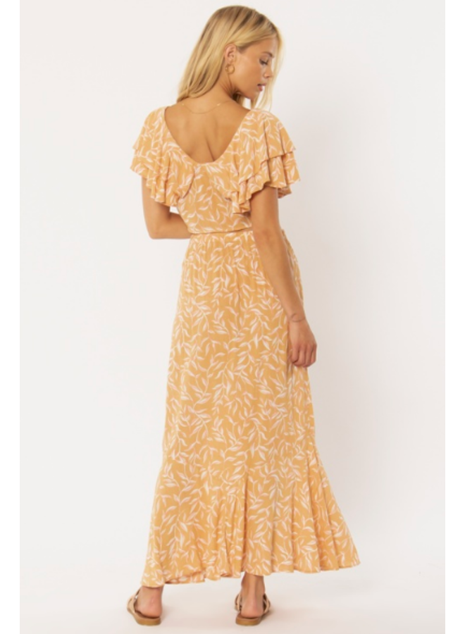 Reina Woven Maxi Skirt - Orange Floral