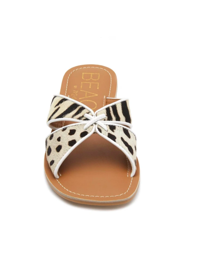Tiger and Leopard Criss Cross Sandals w/ White Trim
