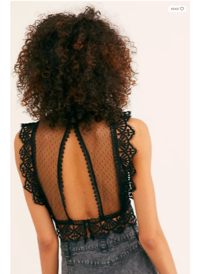 Black Lace Embroidered Bisoux CropTop by Free People