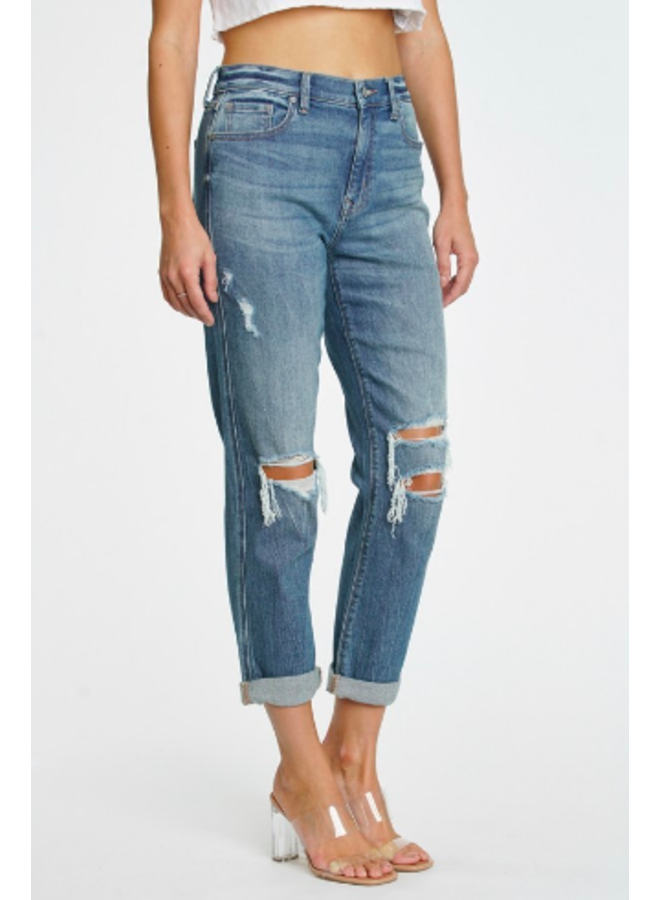 Rocky  High Rise Boyfriend Jeans by Eunina -Sunday Morning Dark