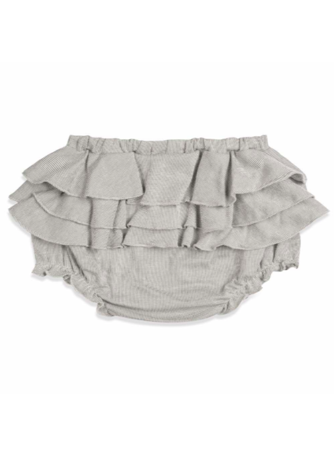 Organic Cotton Ruffle Bloomer - Grey Pinstripe